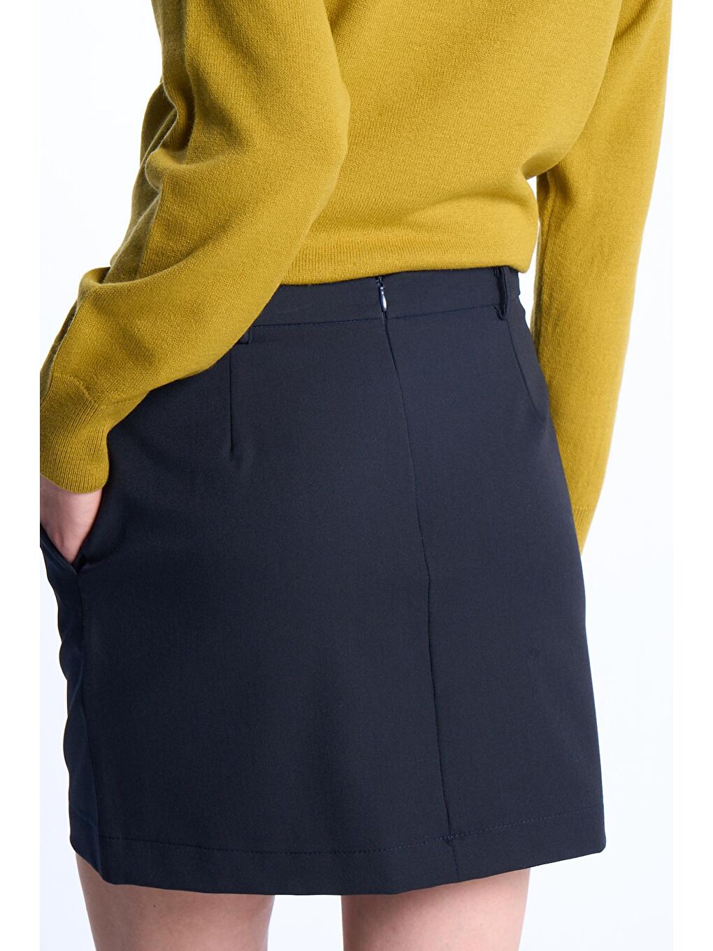 Lacivert Mini Etek-4