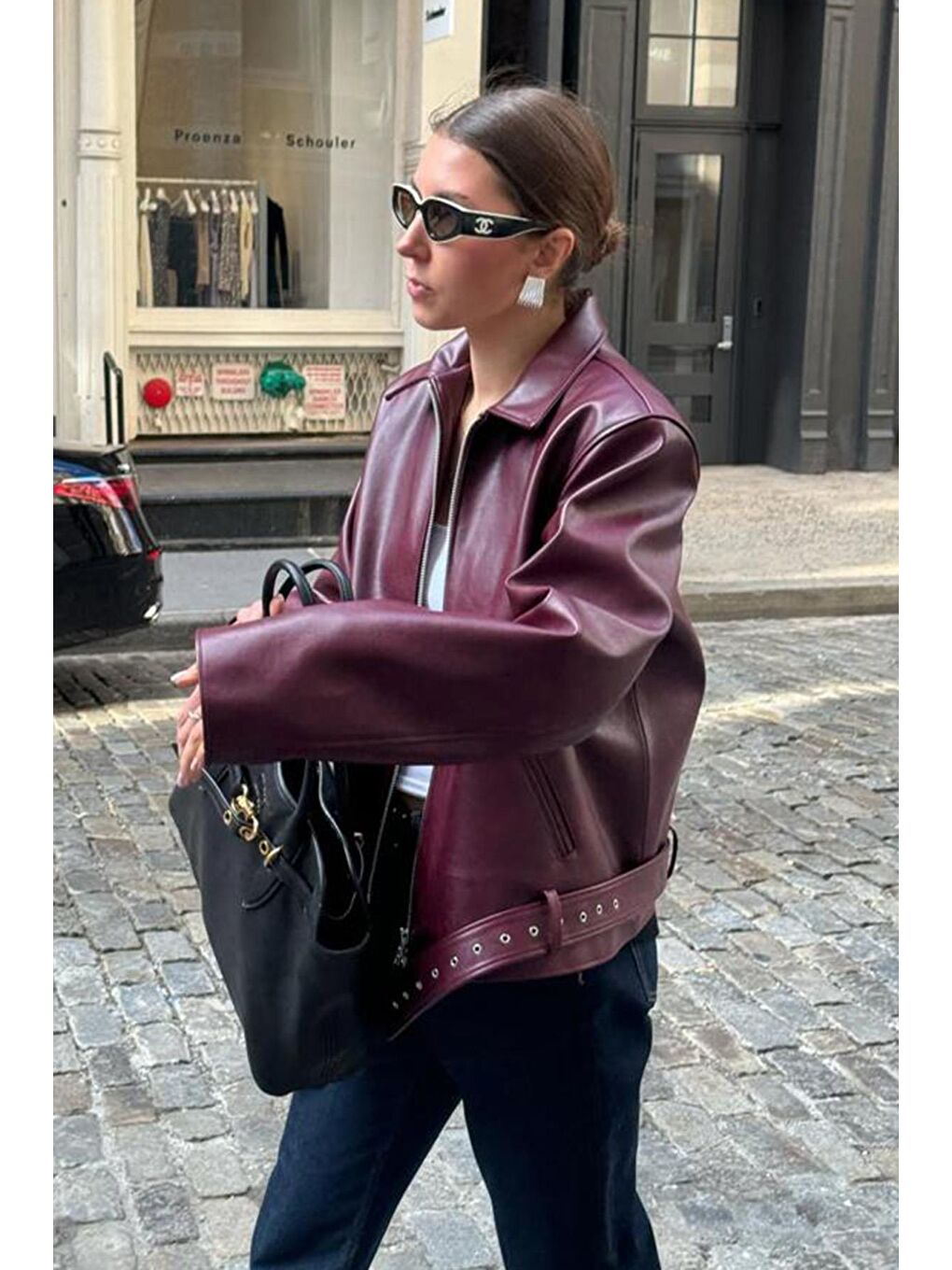 Bordo Kemerli Suni Deri Kadın Ceket Mg2548-1