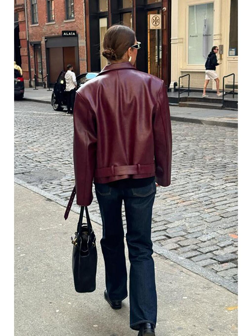 Bordo Kemerli Suni Deri Kadın Ceket Mg2548-3