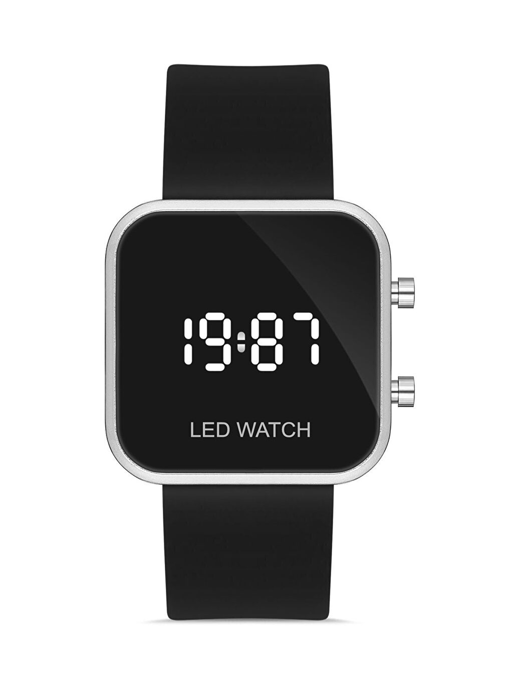 Gri Unisex Siyah Silikon Dijital Led Kol Saati Apwr032901