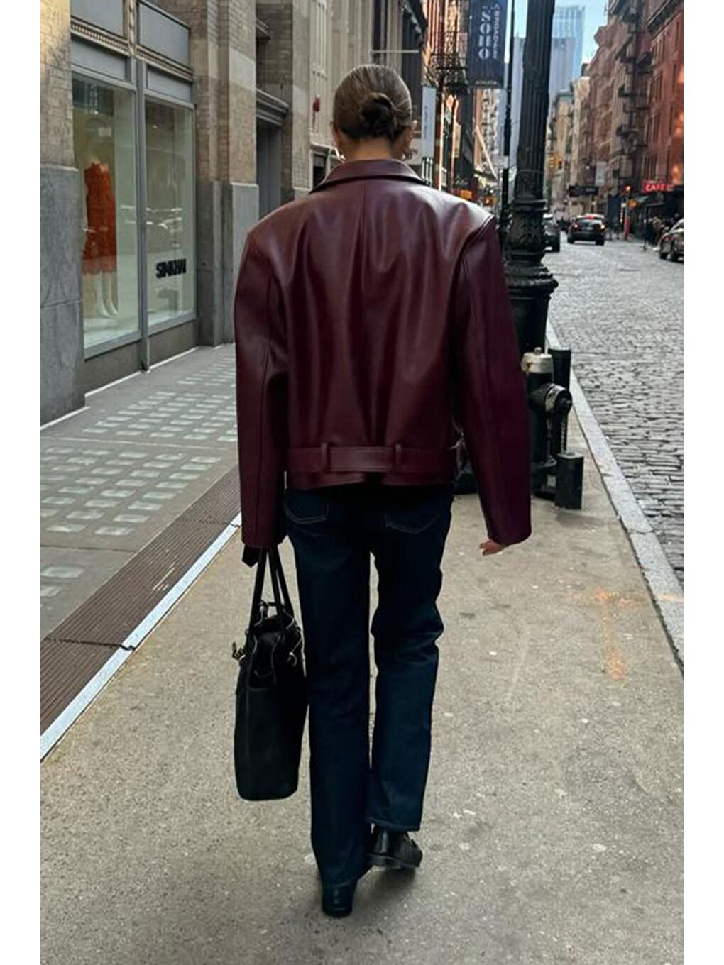 Bordo Kemerli Suni Deri Kadın Ceket Mg2548-5