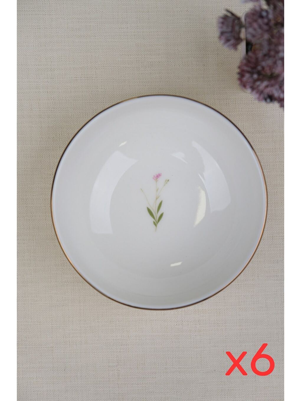 Karışık Porselen Natura Çuha Altın Yaldız Kase 13,50cm 6 lı-1