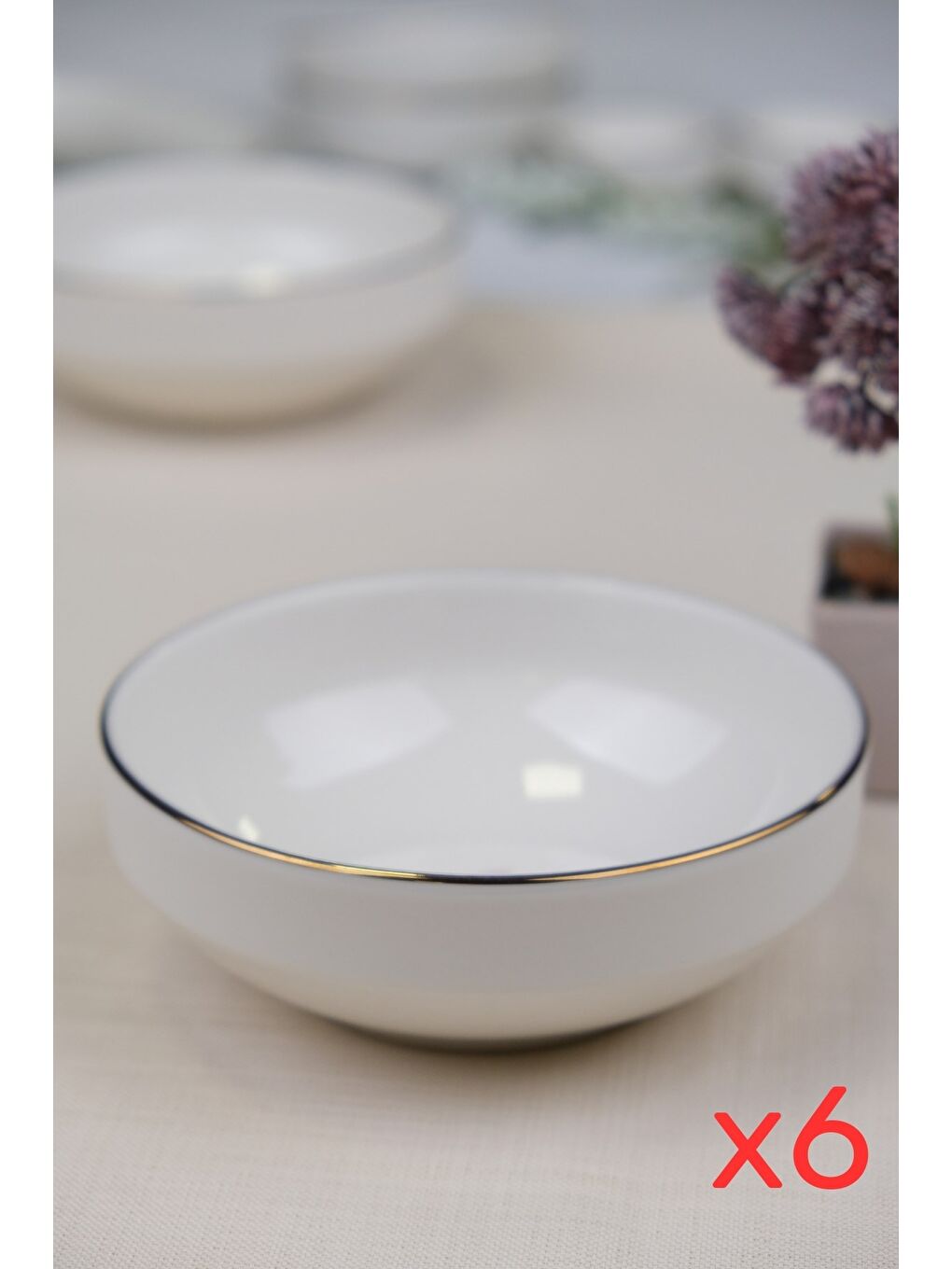 Karışık Porselen Natura Çuha Altın Yaldız Kase 13,50cm 6 lı-2