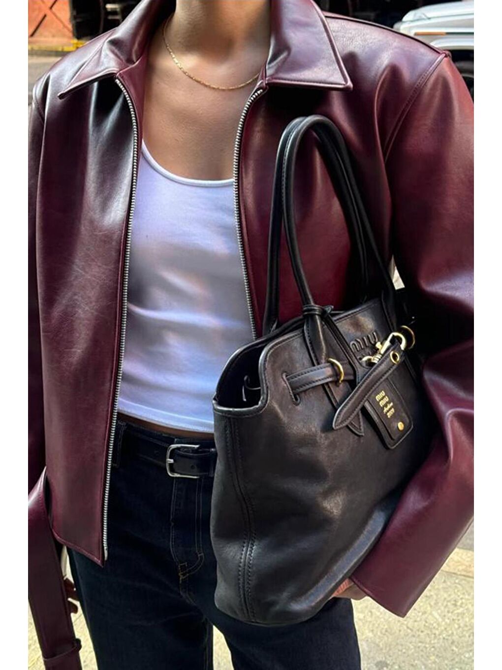 Bordo Kemerli Suni Deri Kadın Ceket Mg2548-6