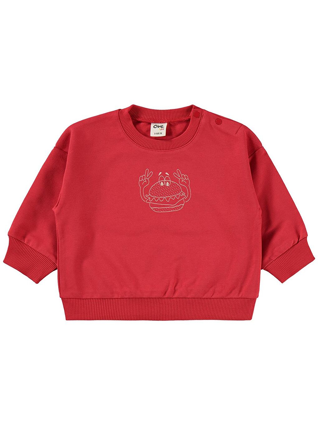 Baby Happy Burger Baskılı 6-18 Ay Takım - Kırmızı 9-12 Ay-2