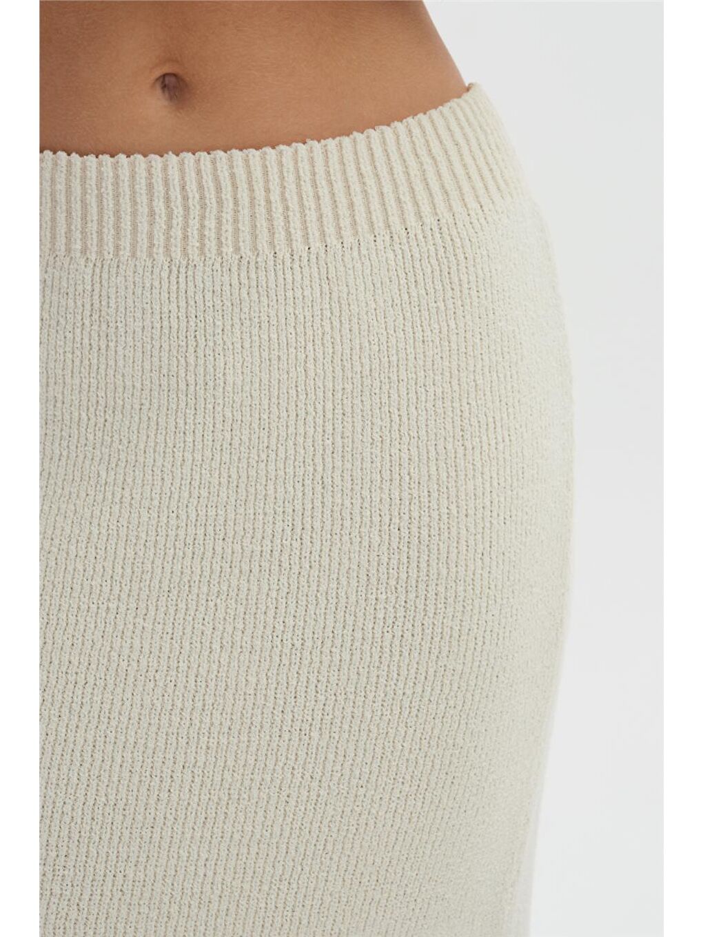 Ekru Midi Triko Etek-4