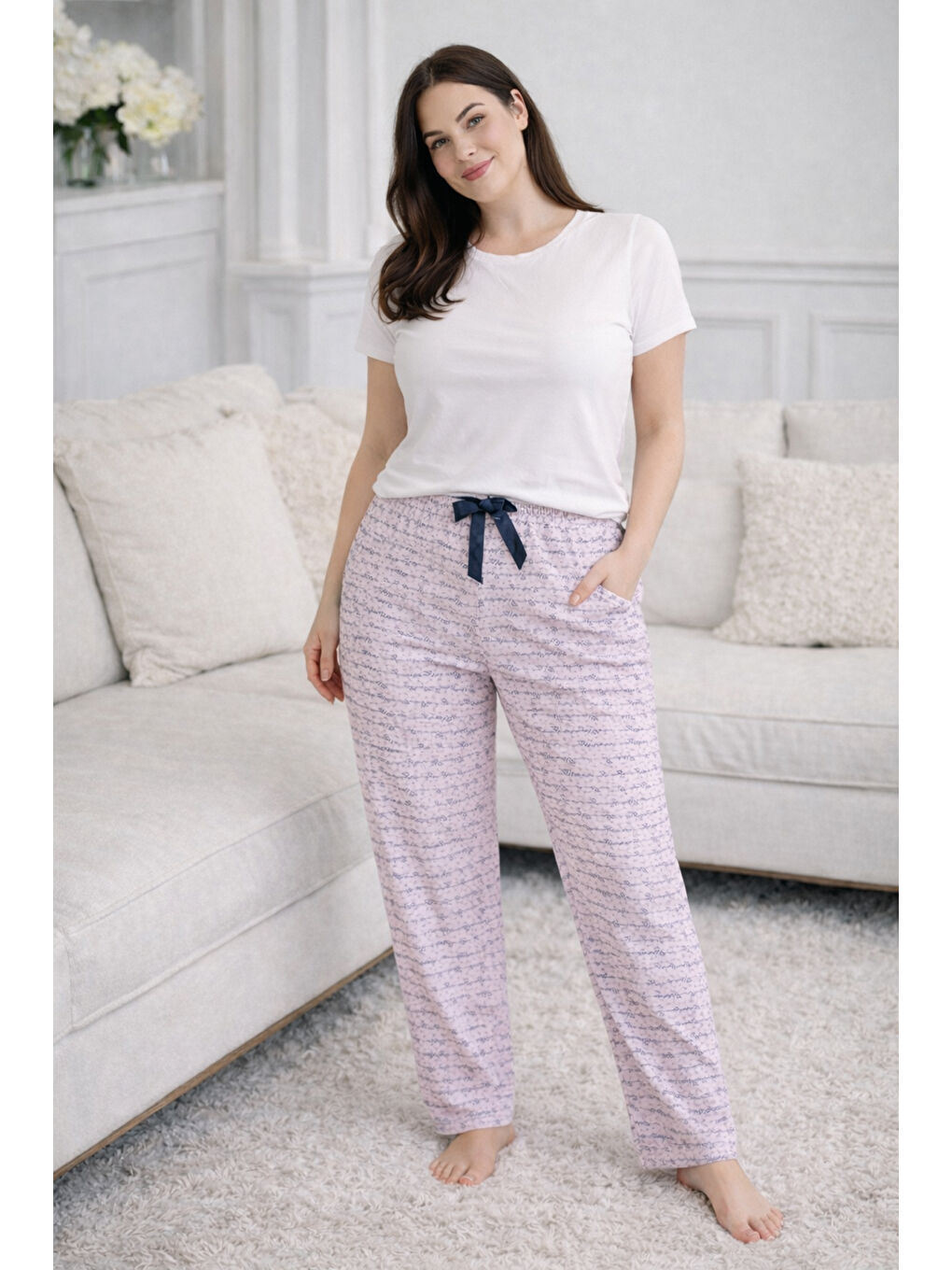 Pembe Kadın Viskon Kumaş Penye Tek Pijama Alt 02 Pudra01-2