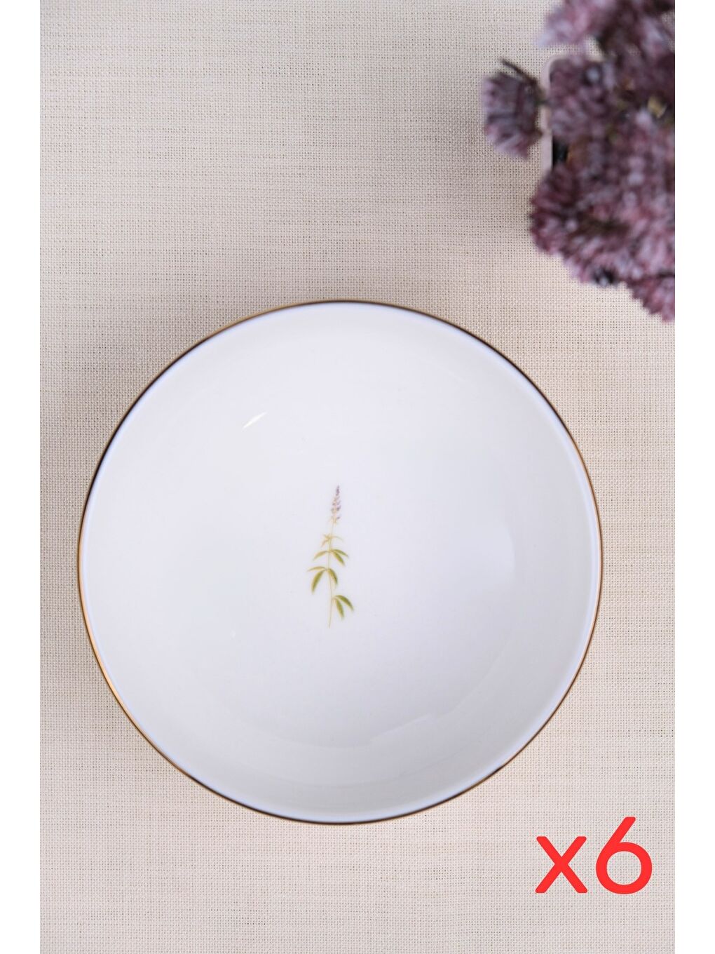 Karışık Porselen Natura Salkım Altın Yaldız Kase 13,50cm 6 lı