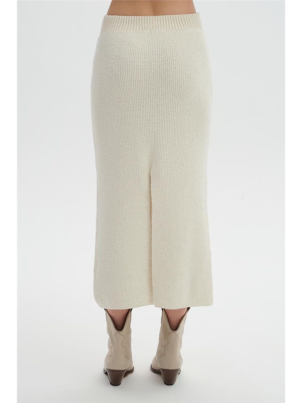 Ekru Midi Triko Etek-5