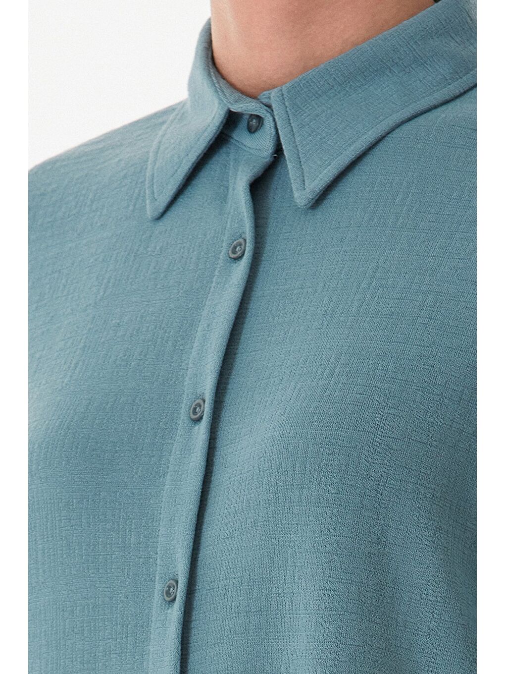 Mavi Basic Jakarlı Oversize Gömlek-4