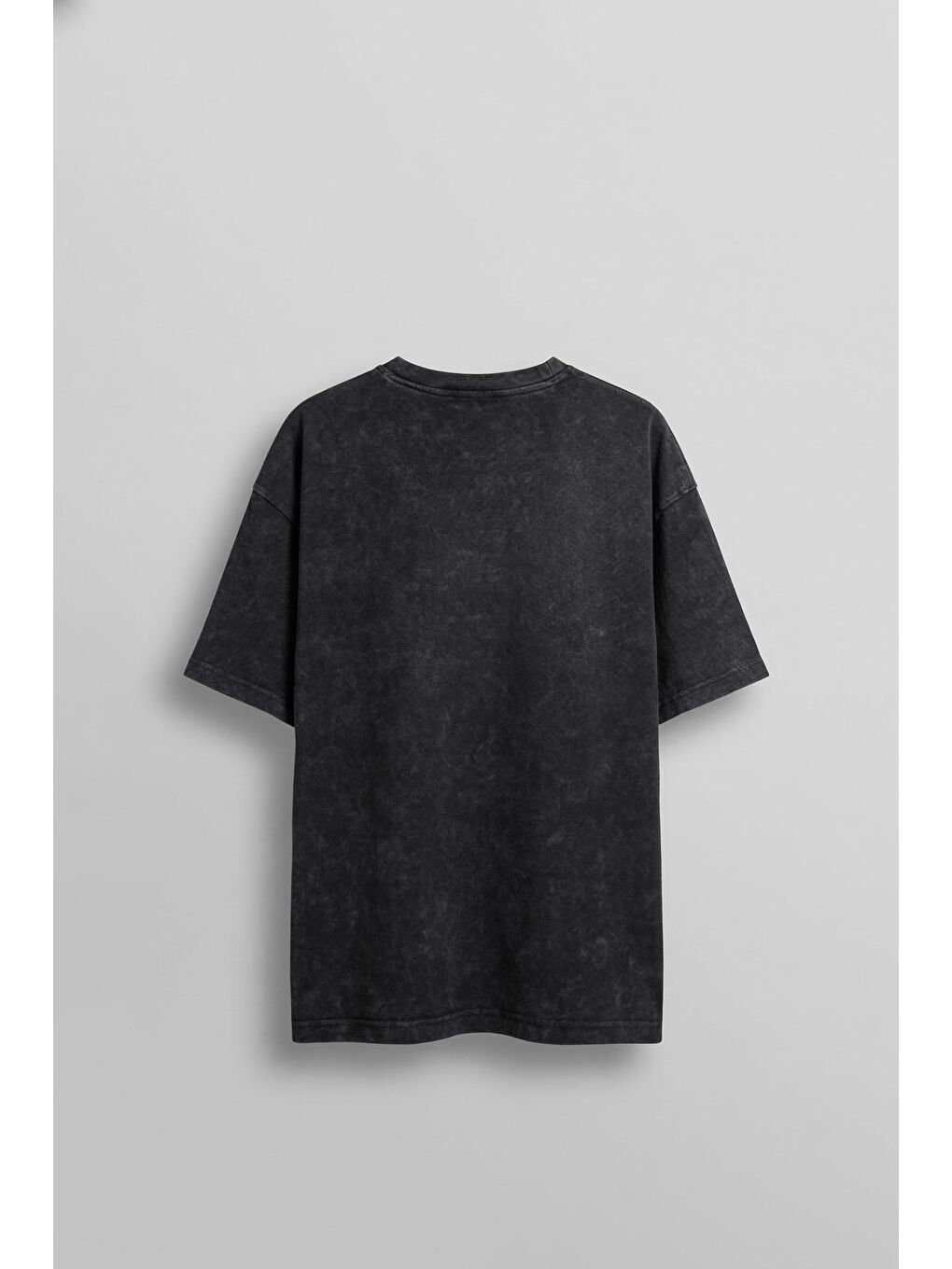 Erkek Oversize Patchwork Nakışlı T-Shirt Siyah-1