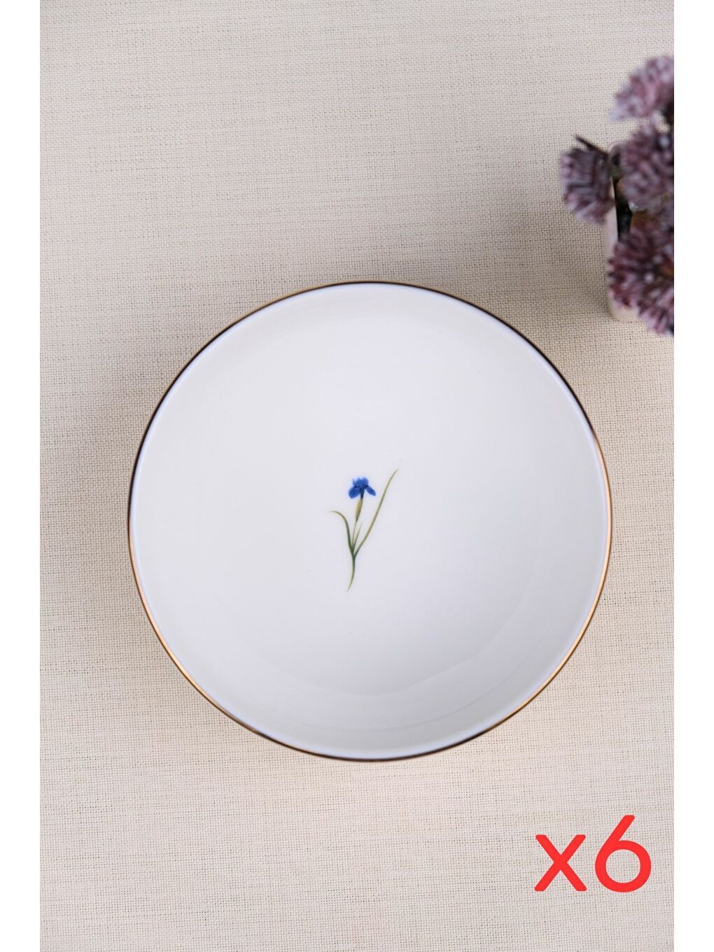 Karışık Porselen Natura İris Altın Yaldız Kase 13,50cm 6 lı