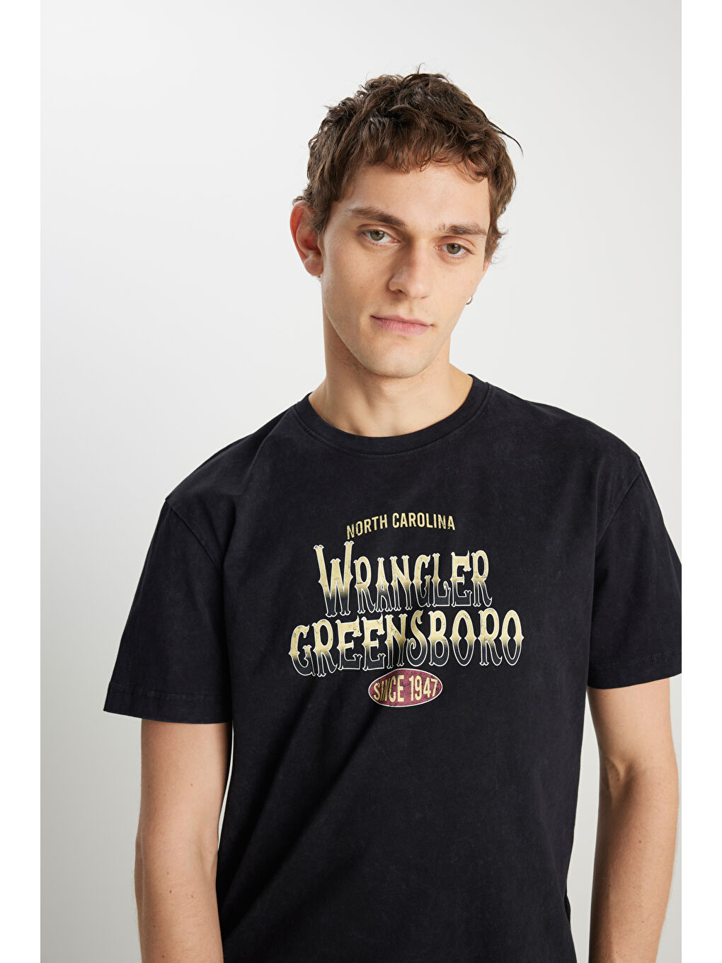 %100 Pamuk Relaxed Fit Geniş Kesim Big Logo Siyah Tişört-3