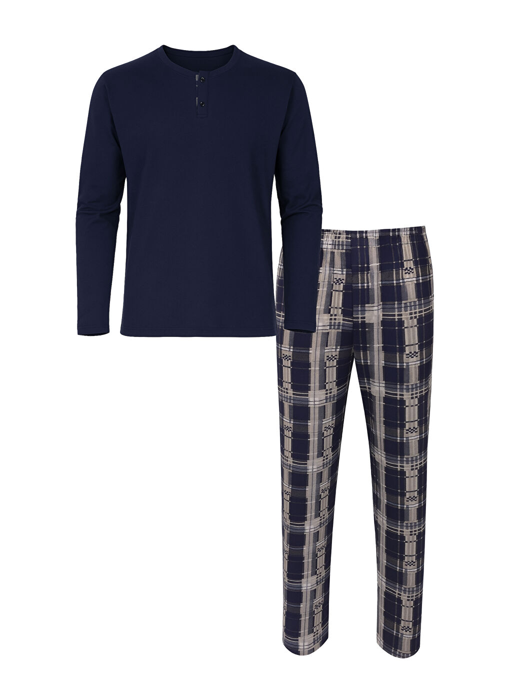 Lacivert Micro Süet Patlı Düğme Detaylı Erkek Pijama Takımı