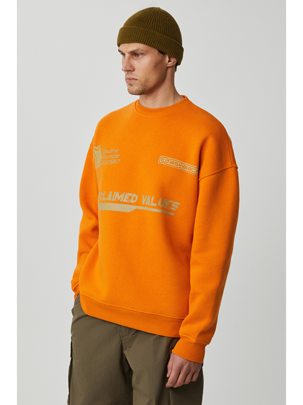 Sarı Cassy Erkek Organik Pamuklu Yumuşacık Baskı Detaylı Hardal-siyah Sweatshirt-2
