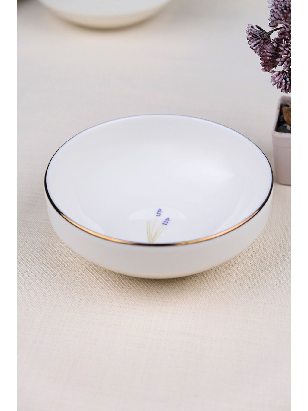 Karışık Porselen Natura Lavanta Altın Yaldız Kase 13,50cm Tekli-2