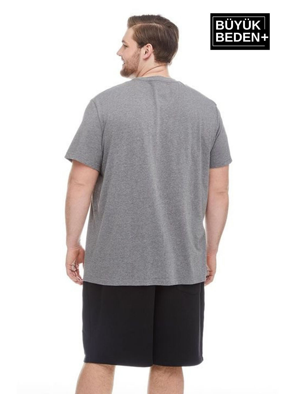Gri Erkek  Unified Collective Baskılı Bisiklet Yaka Büyük Beden Tişört SPR25BTS905-1