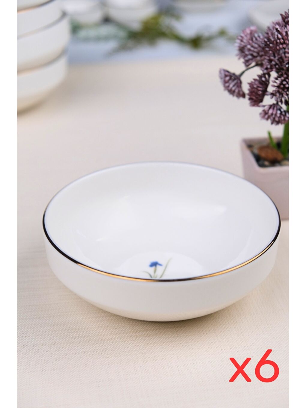 Karışık Porselen Natura İris Altın Yaldız Kase 13,50cm 6 lı-2