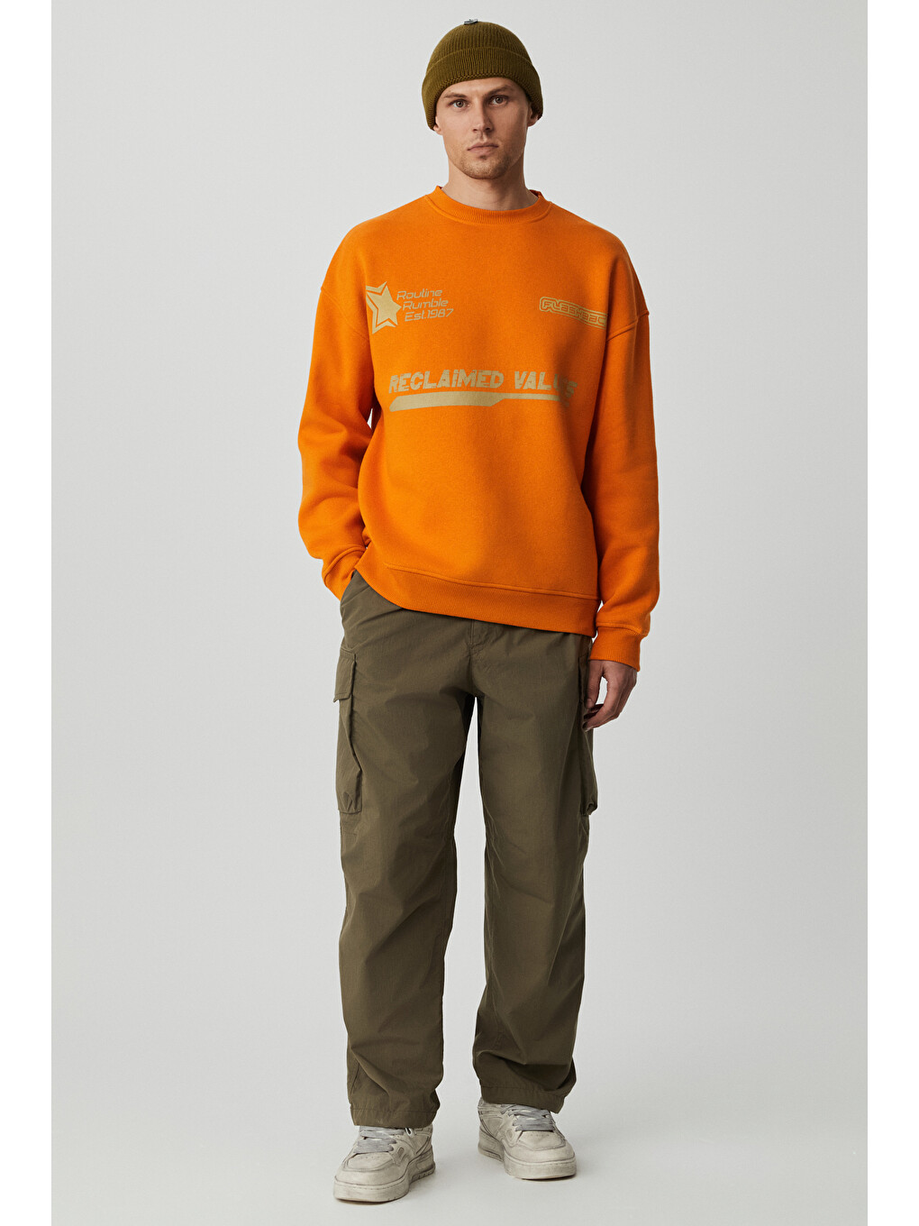 Sarı Cassy Erkek Organik Pamuklu Yumuşacık Baskı Detaylı Hardal-siyah Sweatshirt-3
