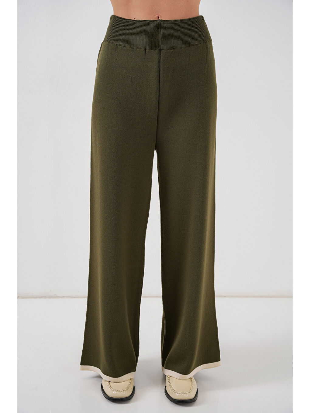 Kadın Kazak Pantolon Triko İkili Takım 15946 - Haki-3