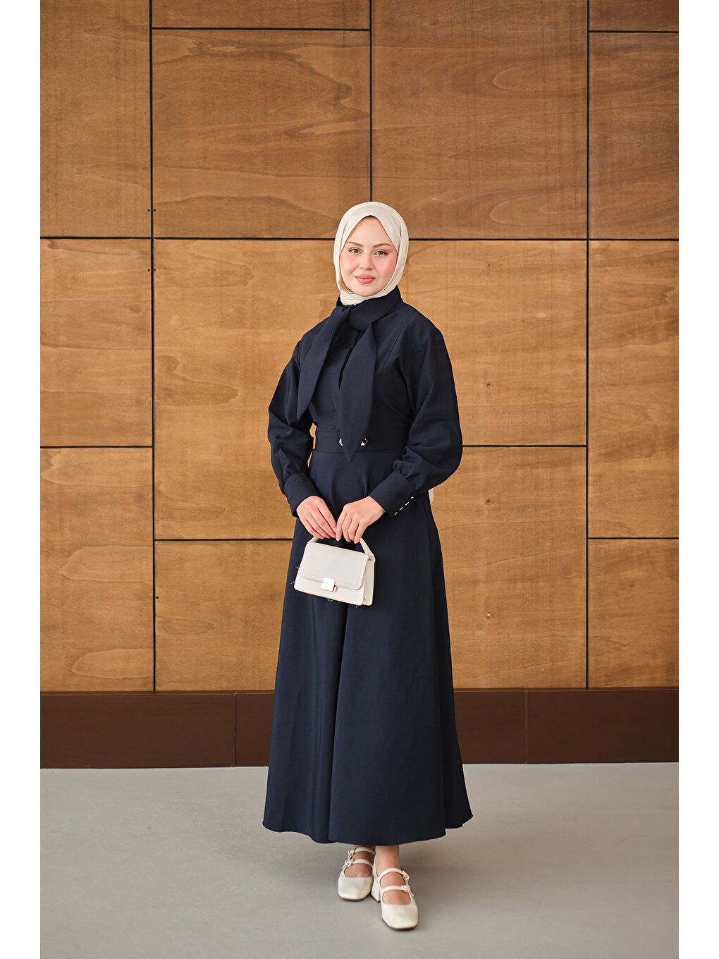 Kadın Gizli Düğmeli Çıtçıt Detay Gömlekli Takım Lacivert-4