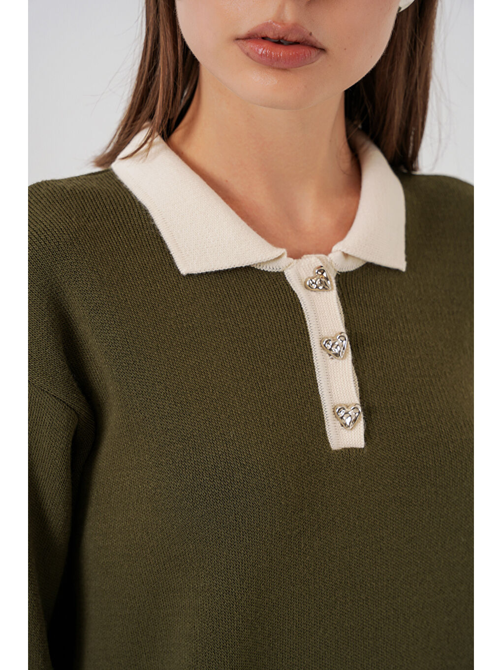 Kadın Kazak Pantolon Triko İkili Takım 15946 - Haki-4