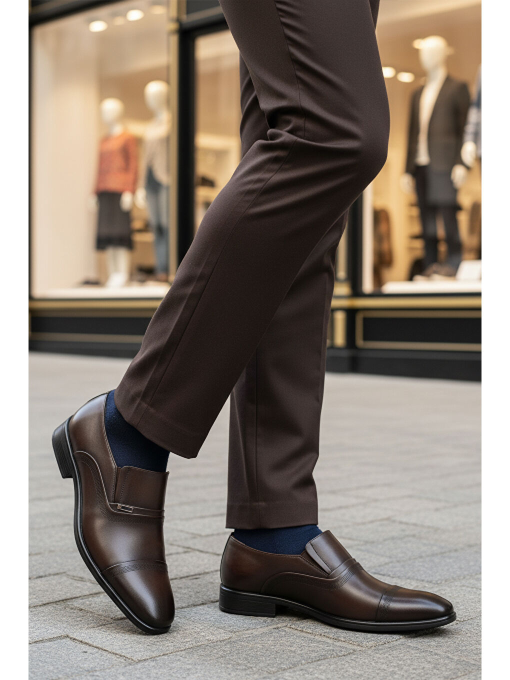 Kahverengi Kahve Hakiki Deri Kaymaz Taban Erkek Klasik Ayakkabı 974 M-2