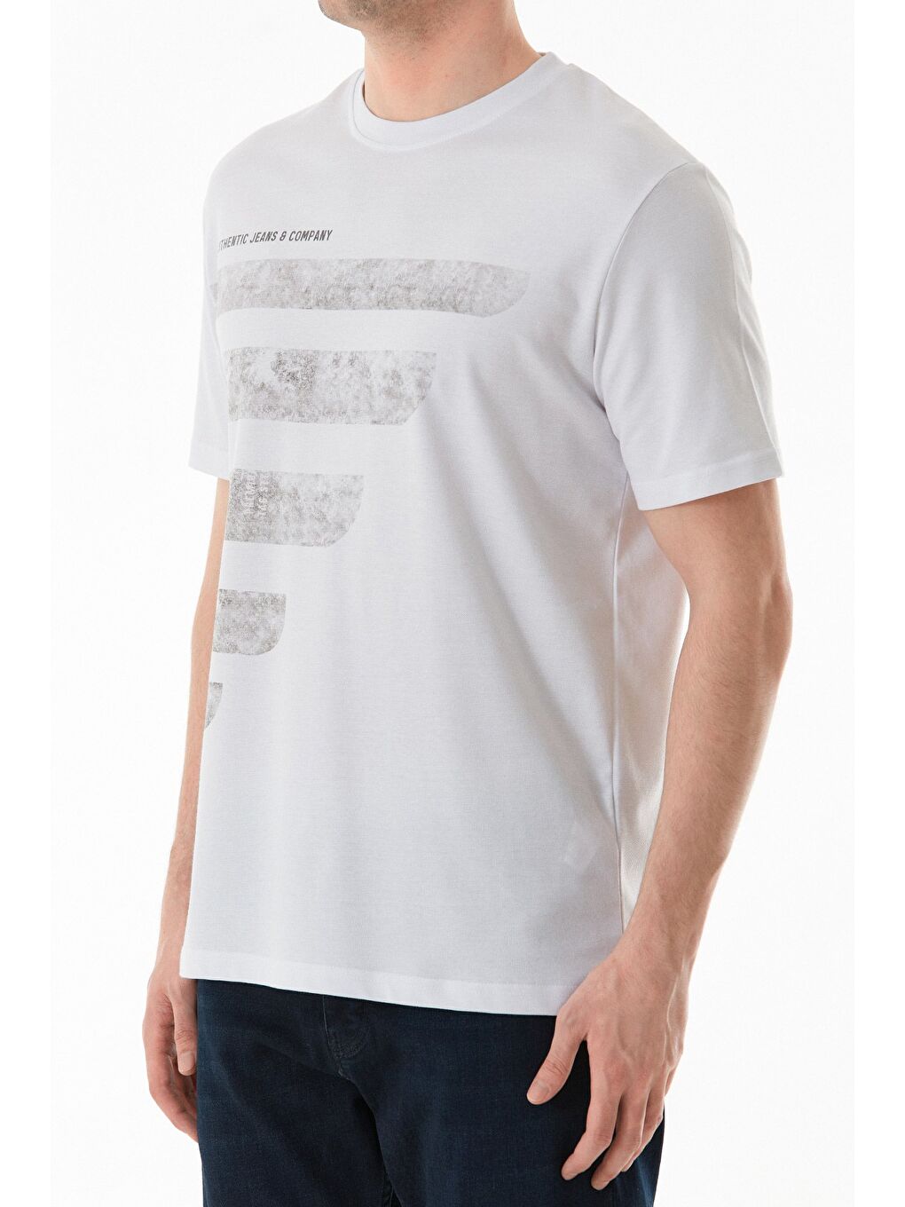 Beyaz Yazı Baskılı Bisiklet Yaka Tişört-3