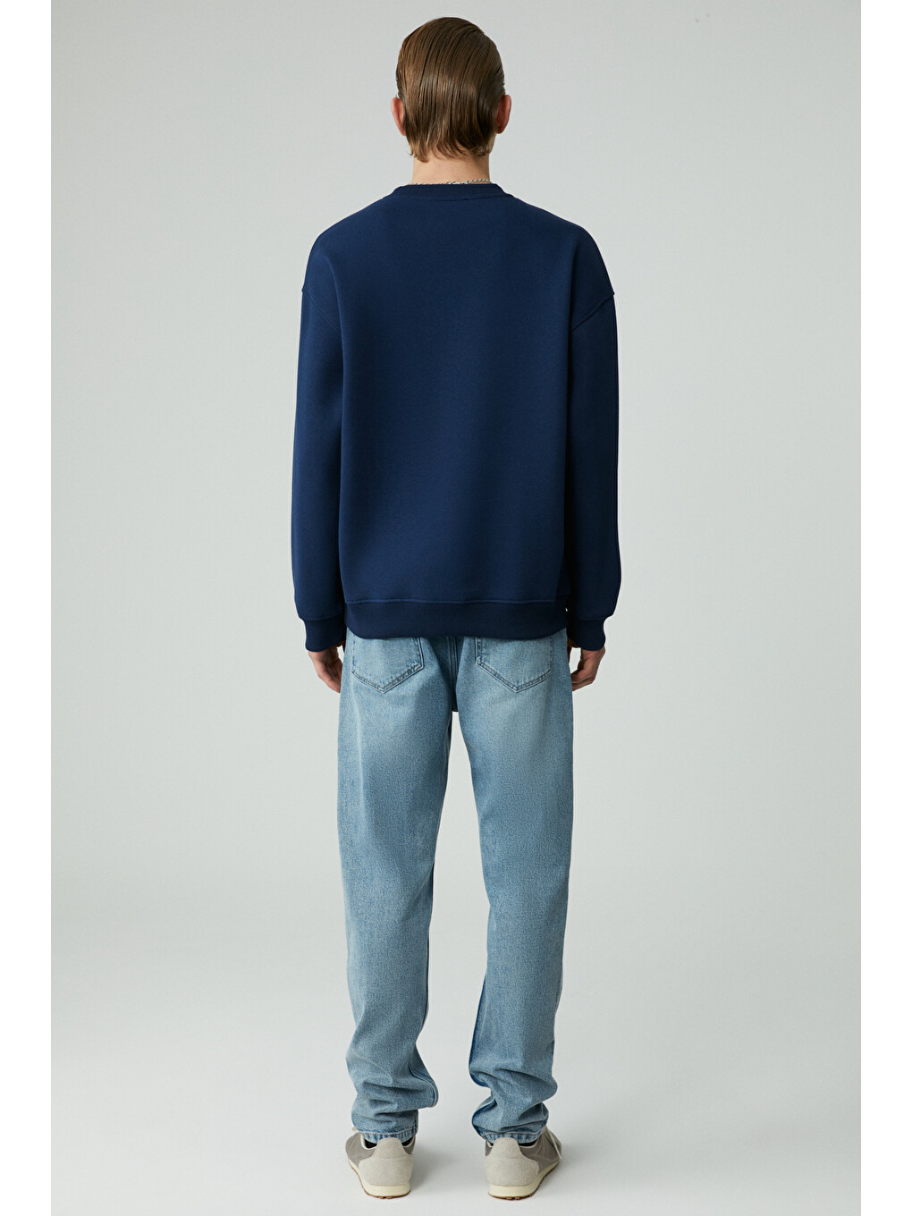 Cassy Erkek Organik Pamuklu Yumuşacık Baskı Detaylı Lacivert Sweatshirt-5