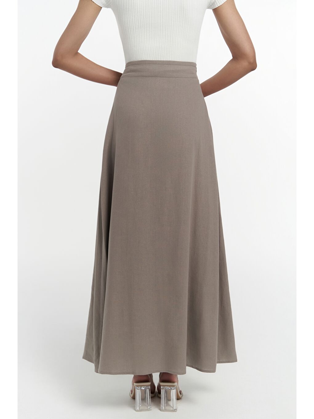 Gri Mombasa Pile Detay Füme Etek-4