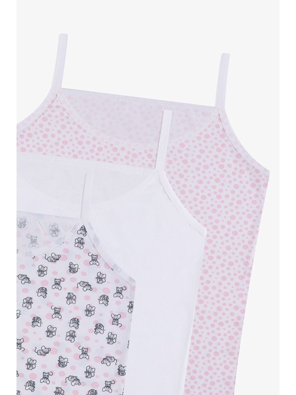 Pembe Kız Çocuk 3'lü Penguen Desenli Pamuklu Atlet-3