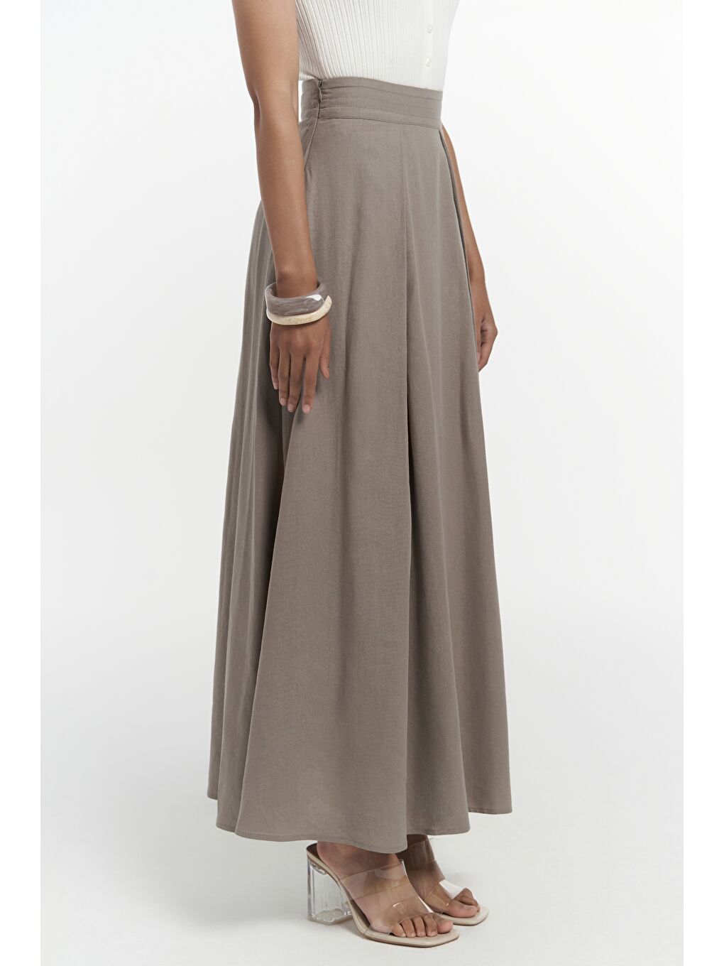 Gri Mombasa Pile Detay Füme Etek-6