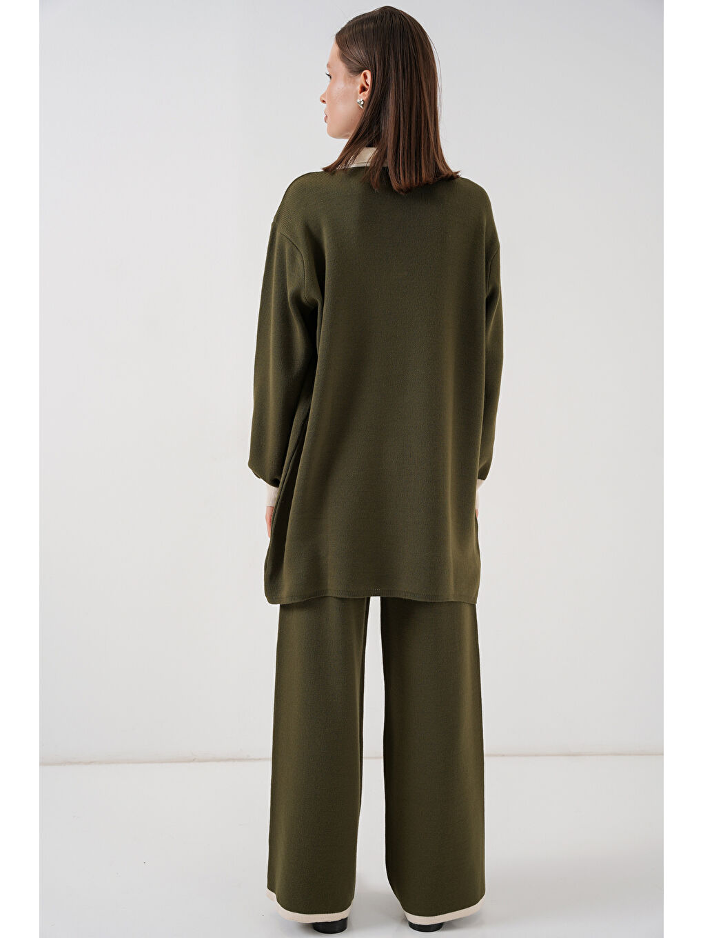 Kadın Kazak Pantolon Triko İkili Takım 15946 - Haki-5