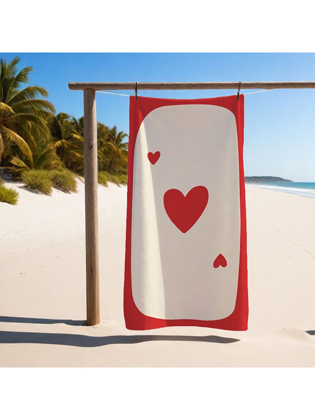 Karışık Renkli Kalp Desenli Havlu 75x150 cm   Plaj   Banyo Kullanımına Uygun   Hızlı Kuruyan Yumuşak Kumaş