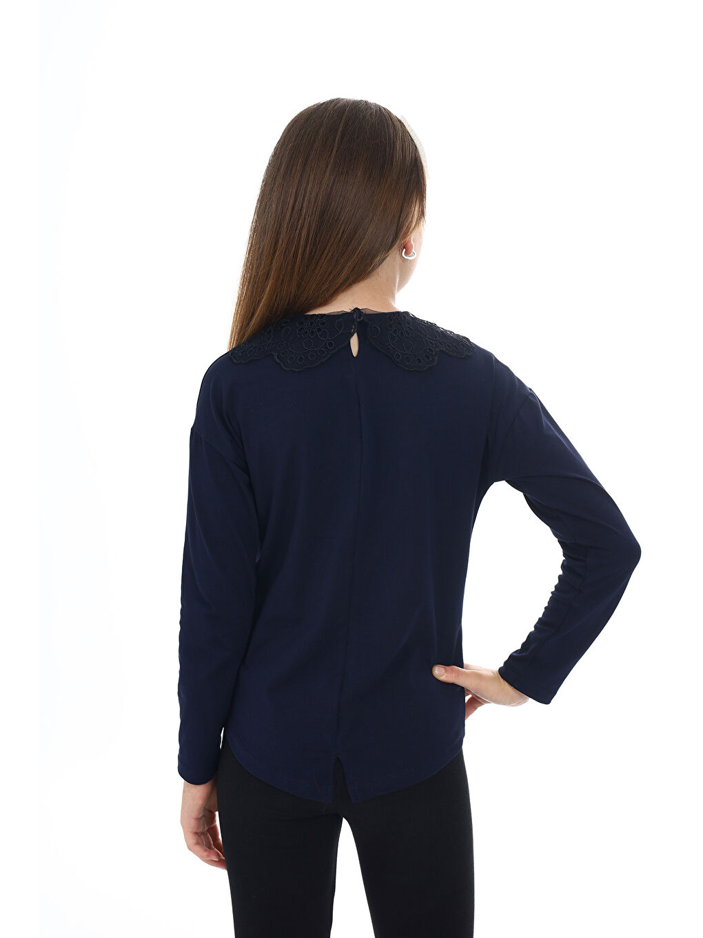 Lacivert Kız Çocuk Okul Tişört-3