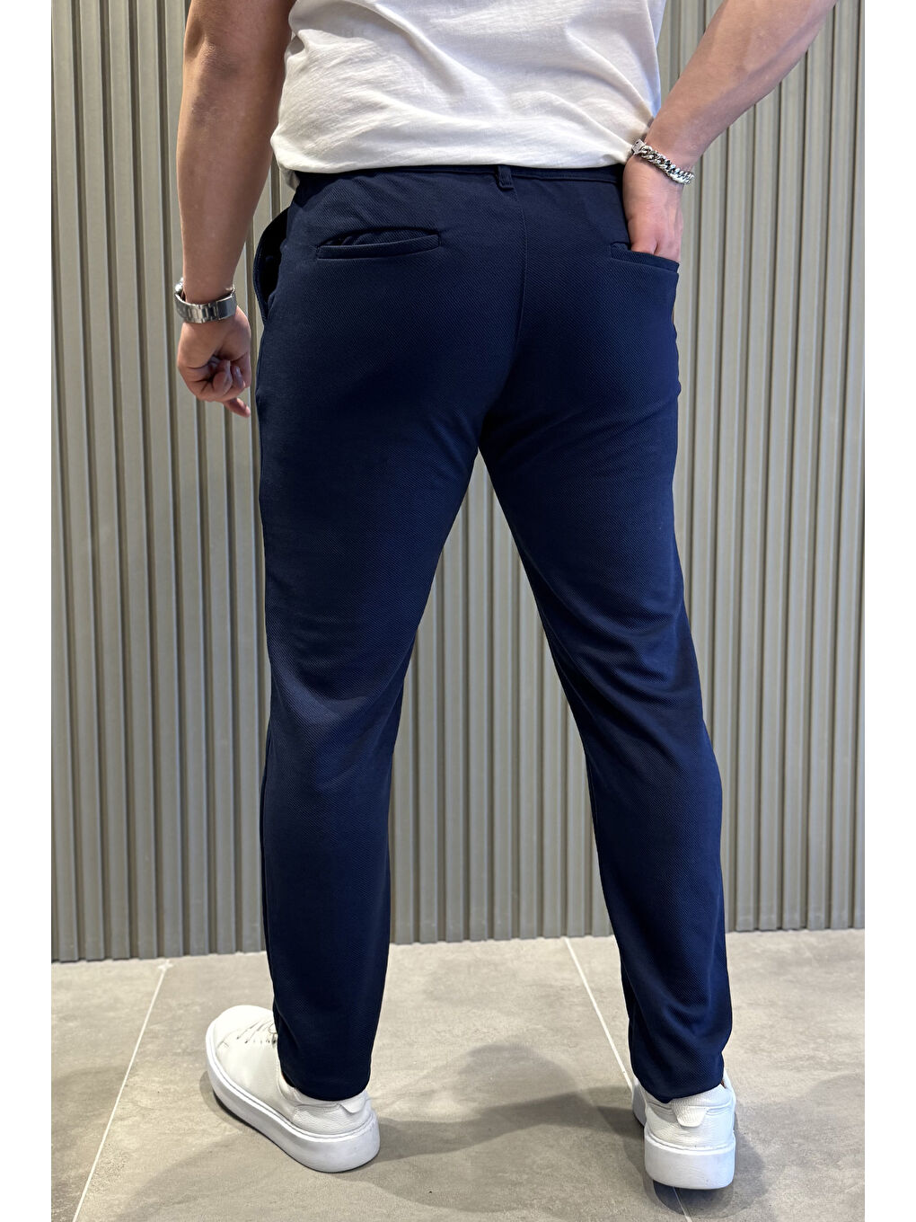 Lacivert Bel Bağcıklı Double Jogger Erkek Pantolon-2