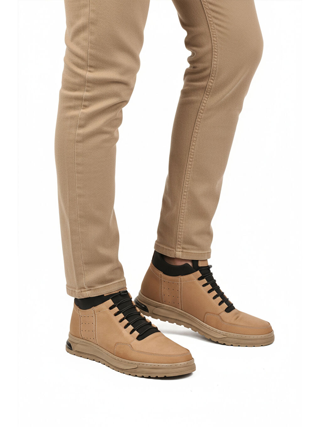 Ekru Kum Nubuk Hakiki Deri İçi Kürklü Kaymaz Erkek Bot 727 M