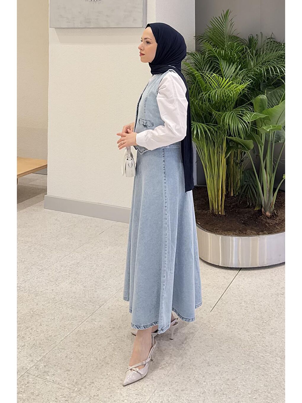 Kruvaz Kapama Jean Etekli Takım Buz Mavisi-1