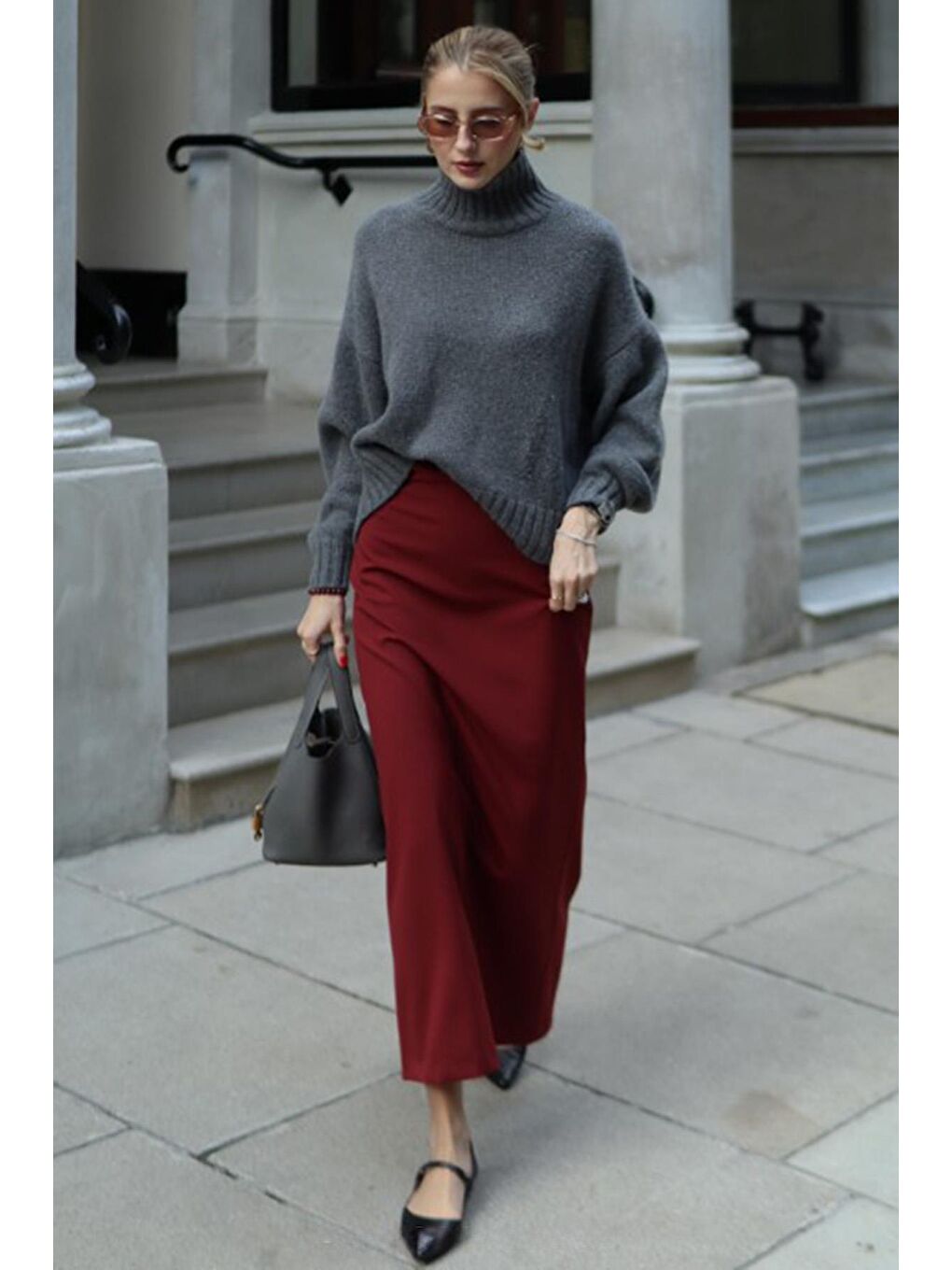 Antrasit Boğazlı Kadın Triko Kazak Mg2535