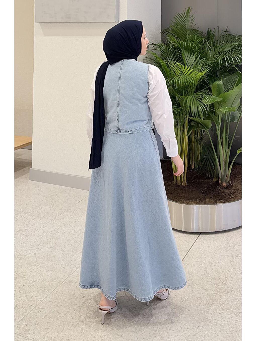Kruvaz Kapama Jean Etekli Takım Buz Mavisi-2