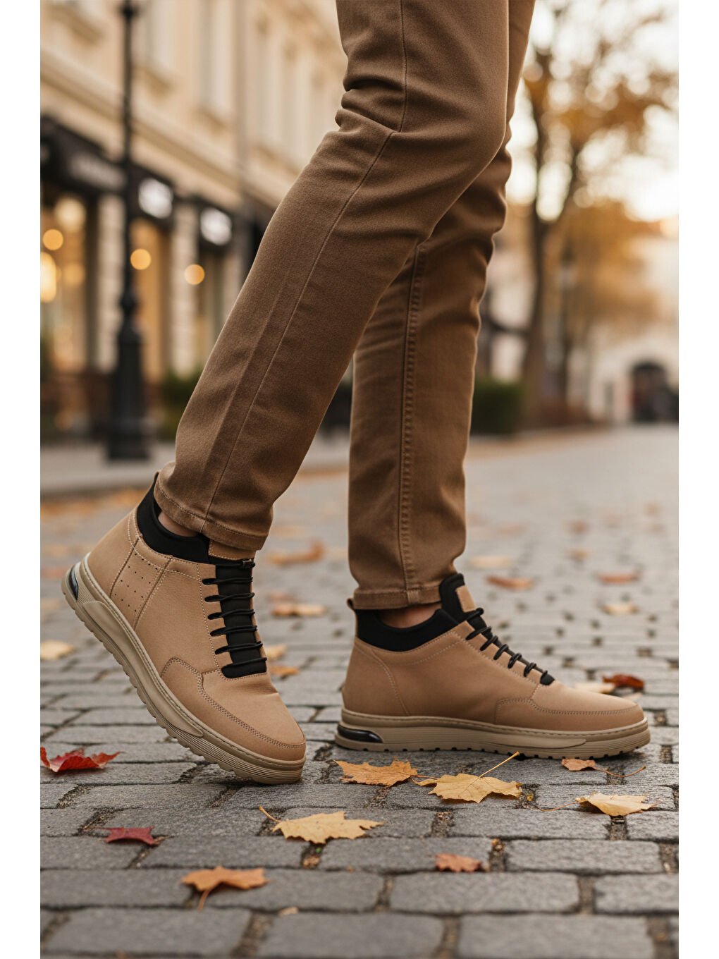 Ekru Kum Nubuk Hakiki Deri İçi Kürklü Kaymaz Erkek Bot 727 M-2