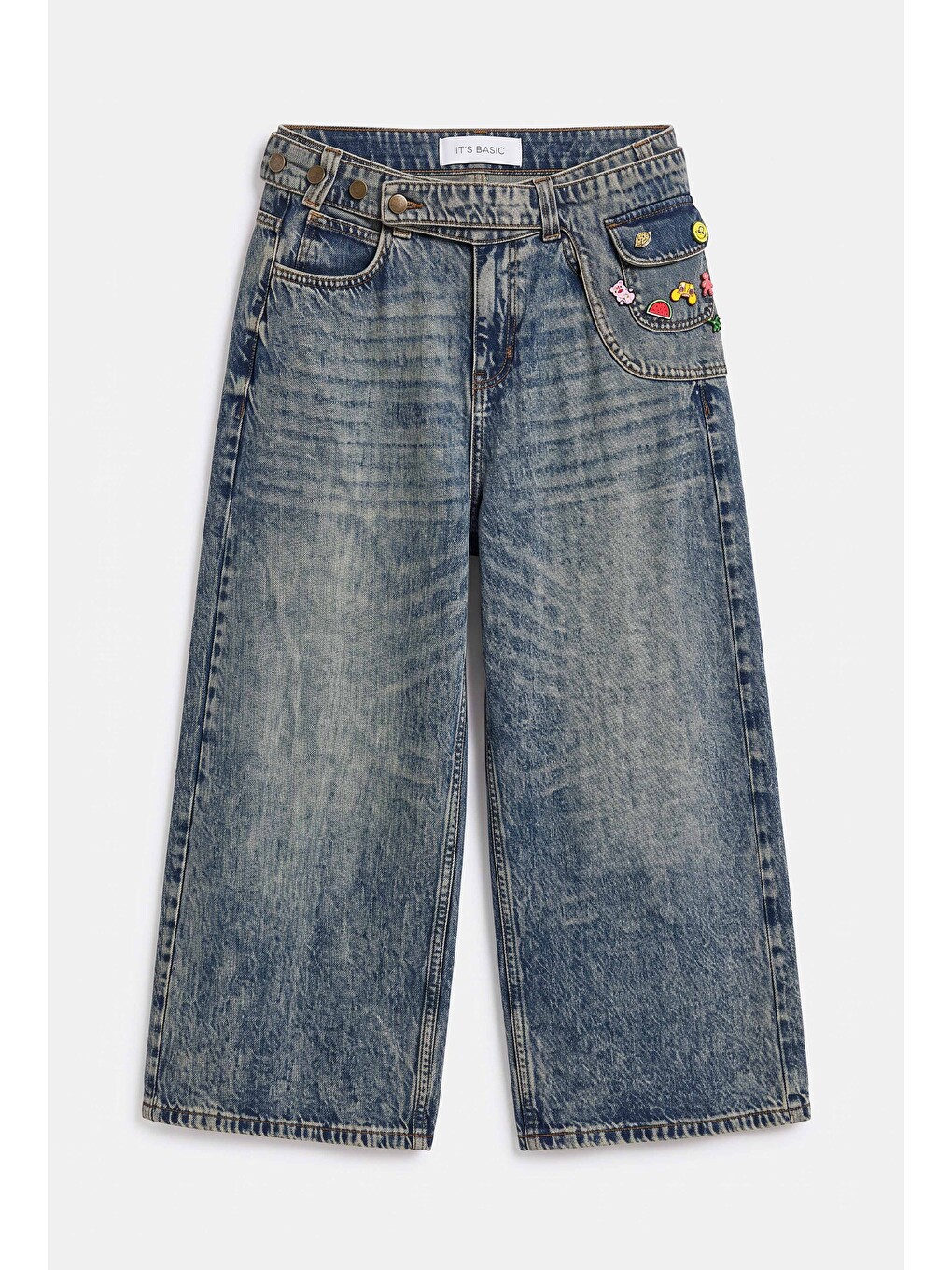 Mavi Kadın Jean Renk 4w6-31 Baggy Bermuda Icon Detaylı Tasarım Şortolon-6