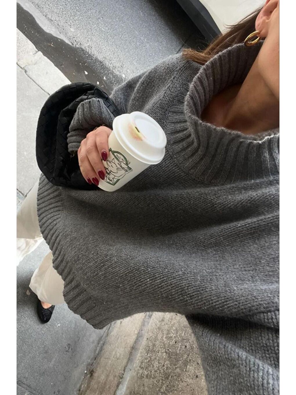 Antrasit Boğazlı Kadın Triko Kazak Mg2535-6