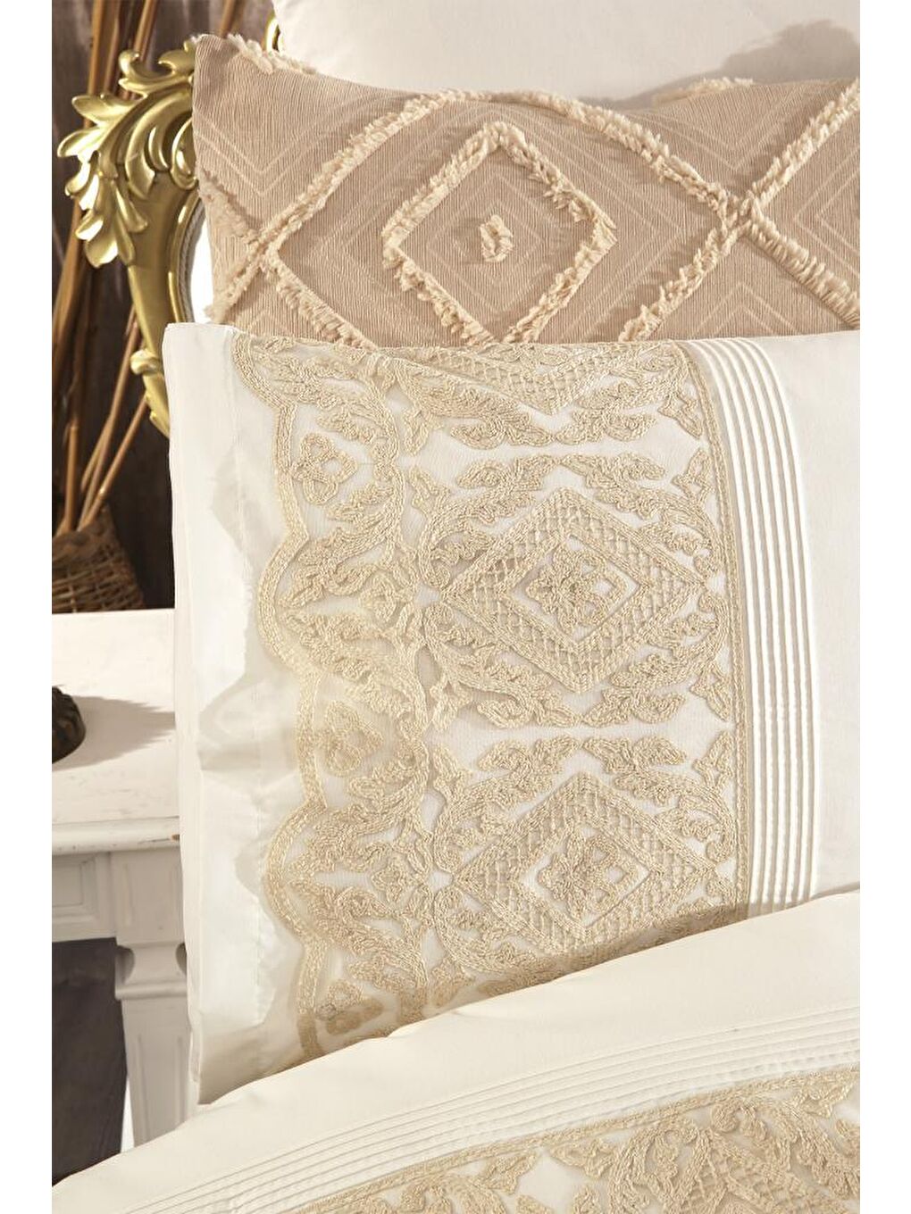 Hürrem 10 Parça Battaniyeli Çeyiz Seti Bej-3