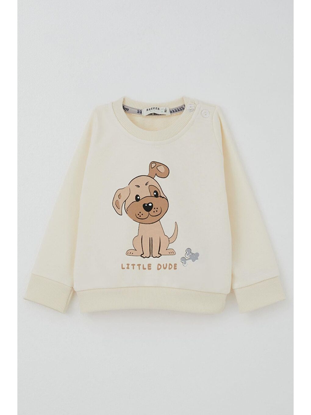 Ekru Erkek Bebek Eşofman Takımı Sevimli Köpekçik Baskılı Krem (6 Ay-2 Yaş)-1