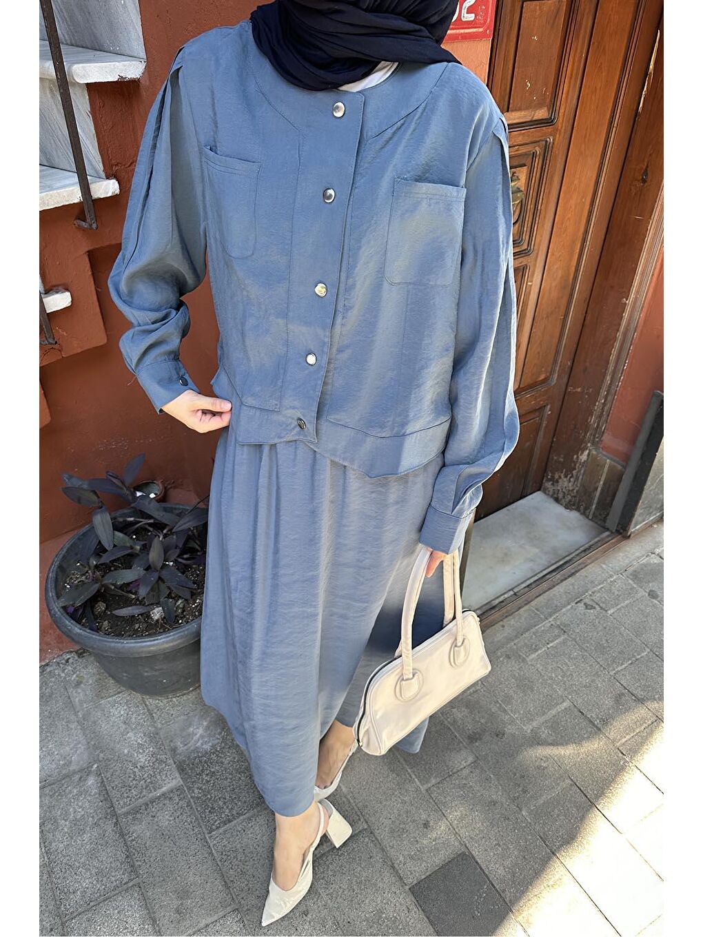 Etekli Tesettür Takım İndigo-2