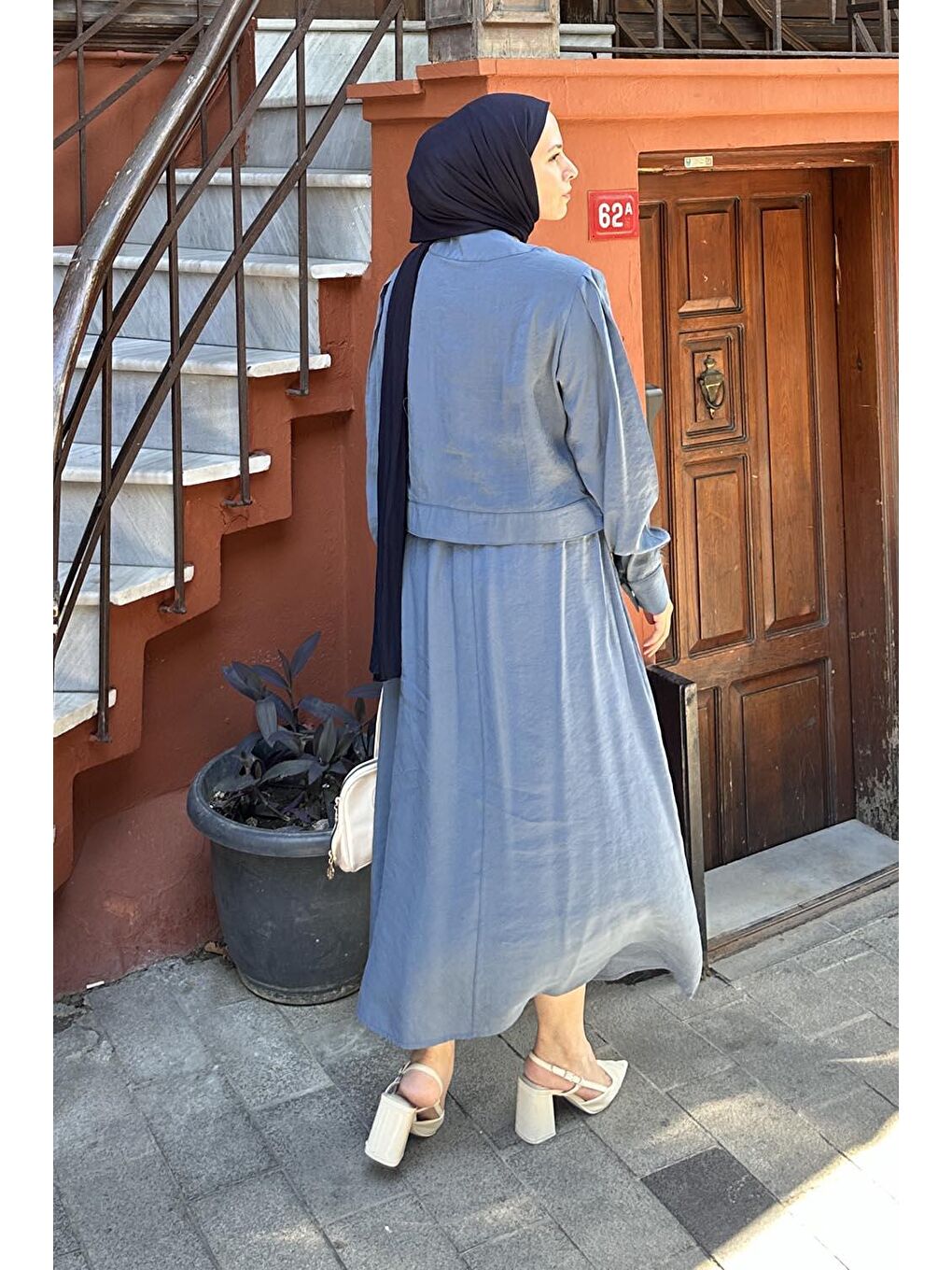 Etekli Tesettür Takım İndigo-3