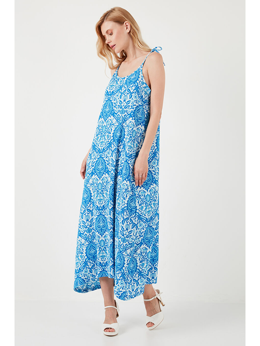 Mavi Regular Fit İp Askılı Uzun Kadın Elbise 5865732-2