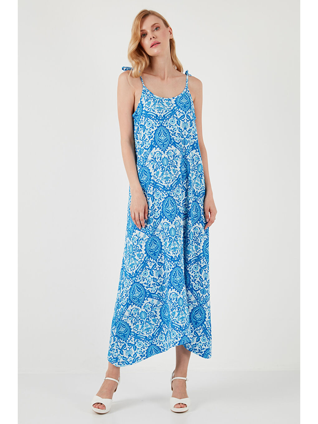 Mavi Regular Fit İp Askılı Uzun Kadın Elbise 5865732-3