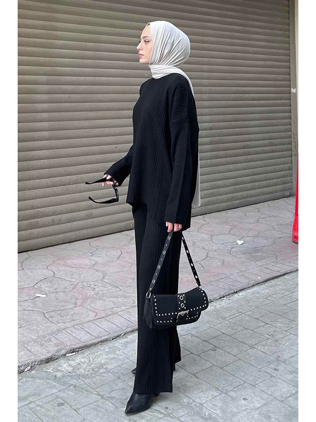 Tabata Fitilli Tesettür Takım Siyah-1